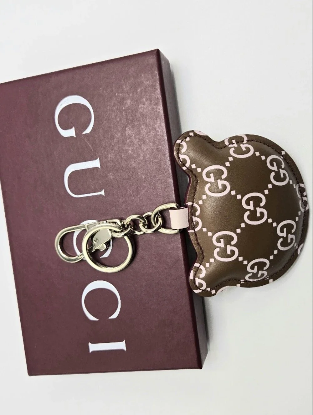 #178 - Gucci Accessory  Panda Shape 821890 Leather Bag/Key Charm - NWT